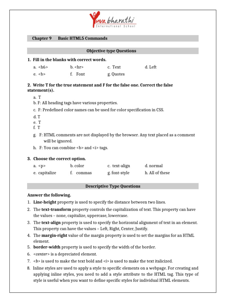 Basic HTML5 Commands and Examples | PDF | Html Element | Html