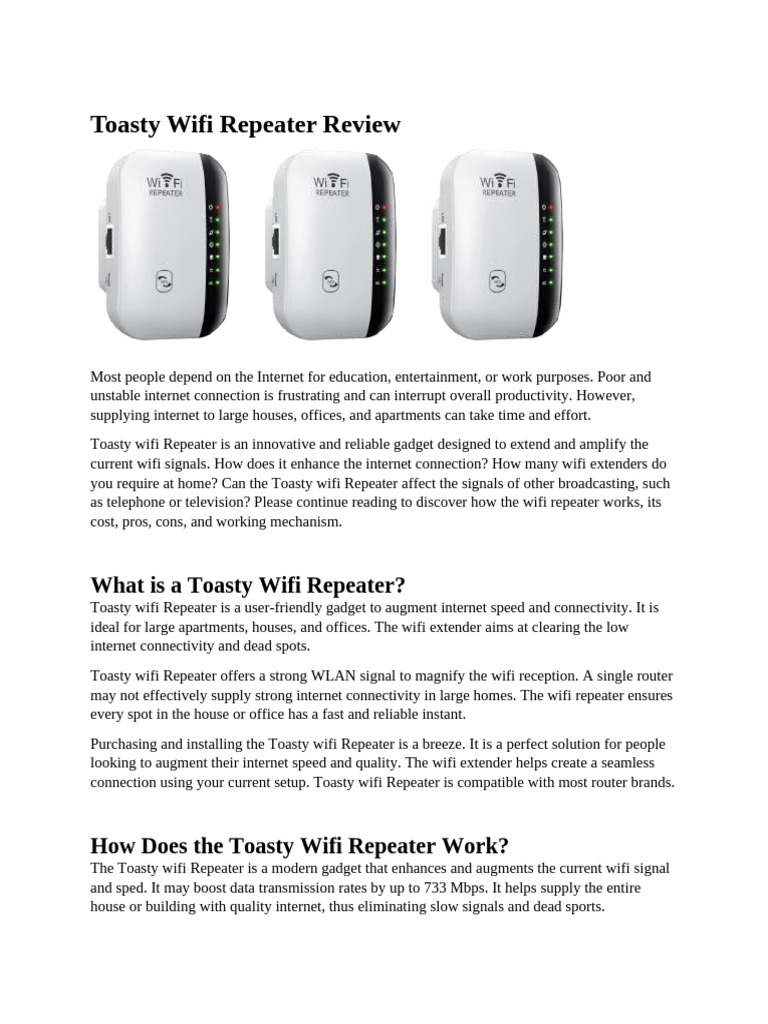 Toasty Wifi Repeater Review (1000) | PDF | Wi Fi | Internet