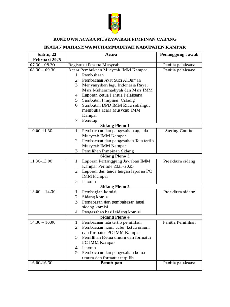 Rundown Musyda Imm 2025 | PDF