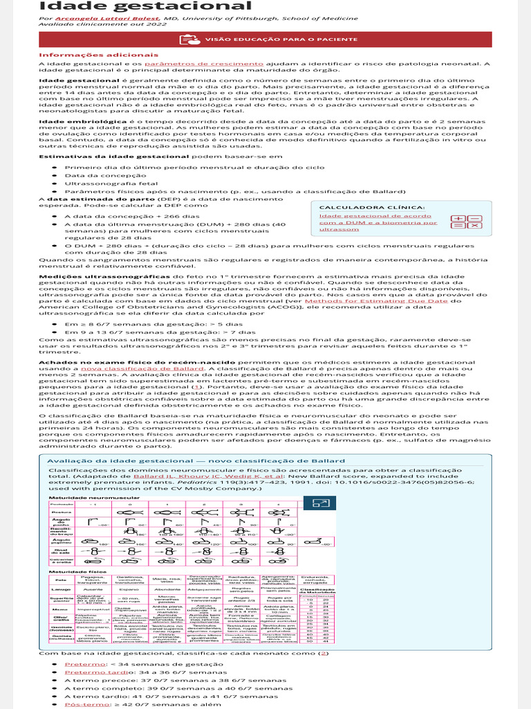 Idade Gestacional e Classificação Neonatal | PDF | Ciclo menstrual ...
