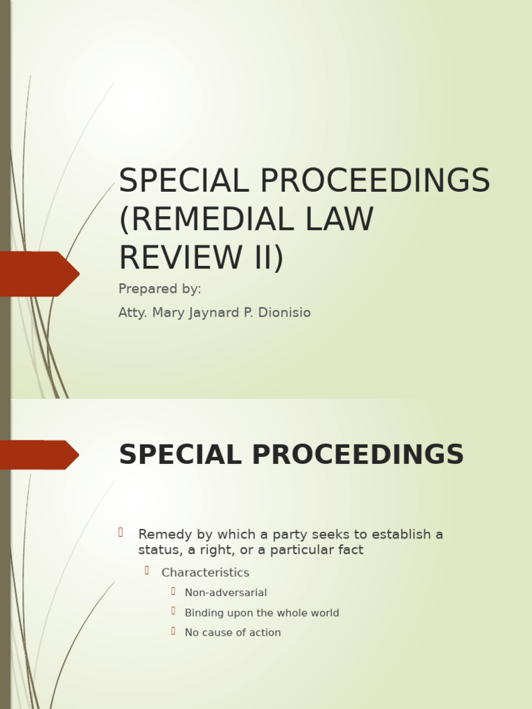 Overview of Special Proceedings in Law | PDF | Probate | Will And Testament