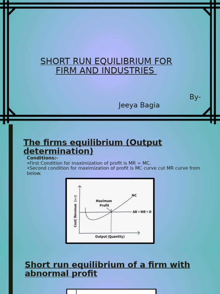 Short Run Equilibrium in Firms & Industries | PDF