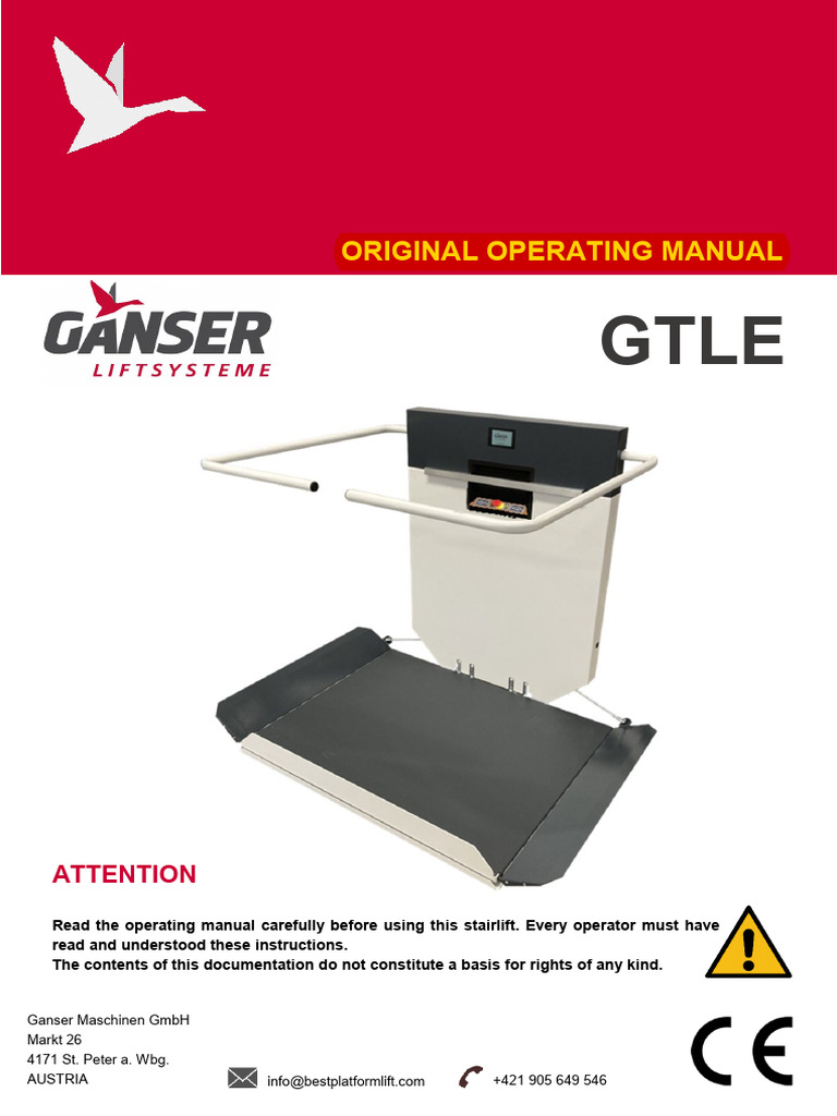 GTLE Stairlift Operating Manual | PDF | Battery Charger | Elevator