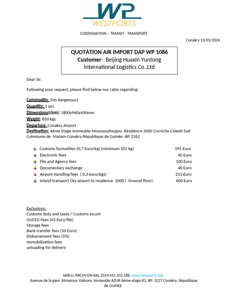 Air Import Dap Wp1086 | PDF
