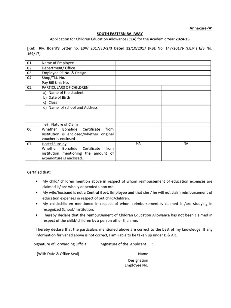 CEA Application Form 2024-25 | PDF
