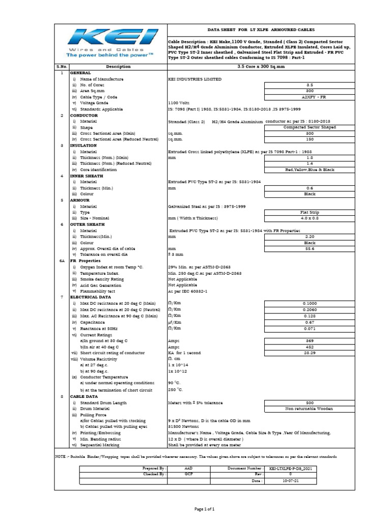 A2XFY FR Cable Specifications | PDF | Insulator (Electricity ...