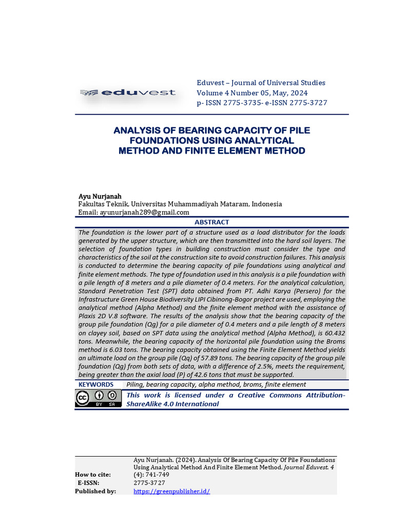 Pile Foundation Bearing Capacity Analysis | PDF | Deep Foundation ...