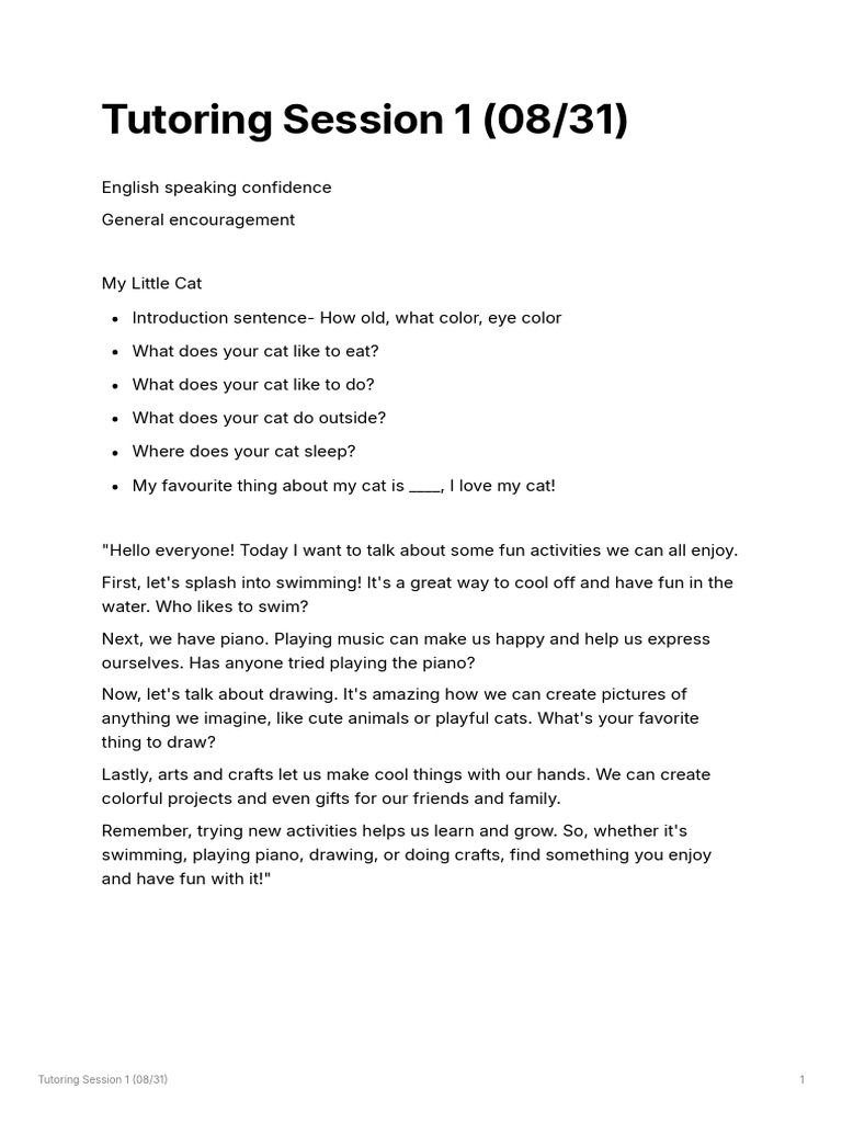 Yoyo Tutoring Session 1 | PDF