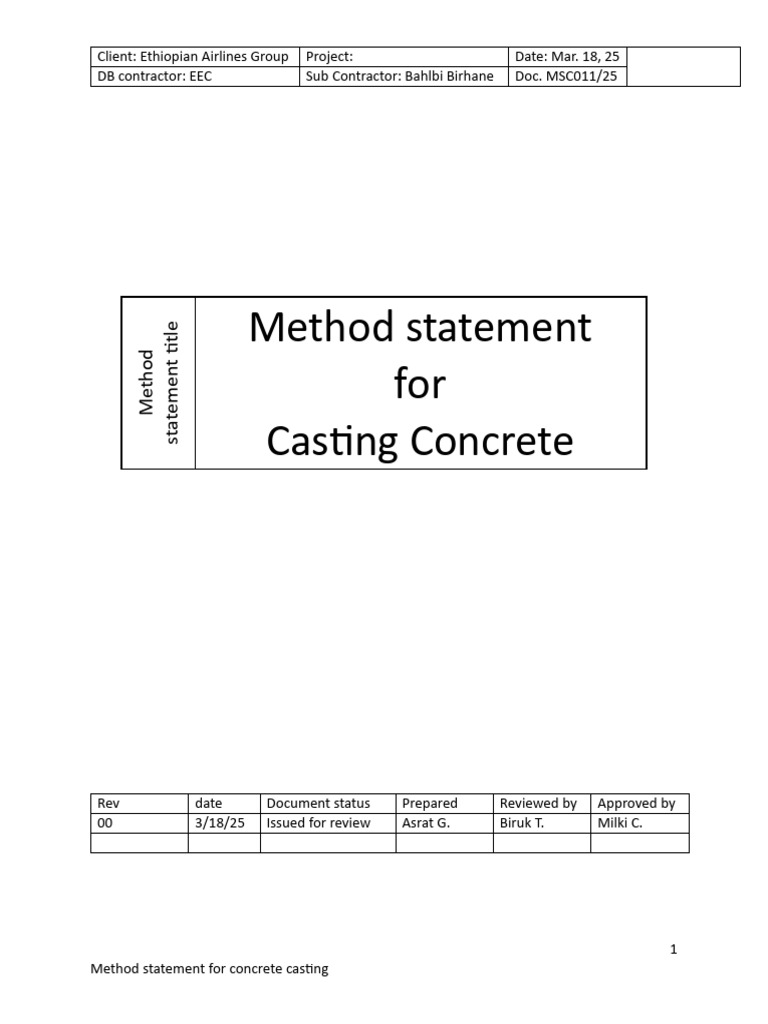 Concrete Only Method Statement Bento | PDF | Concrete | Personal ...