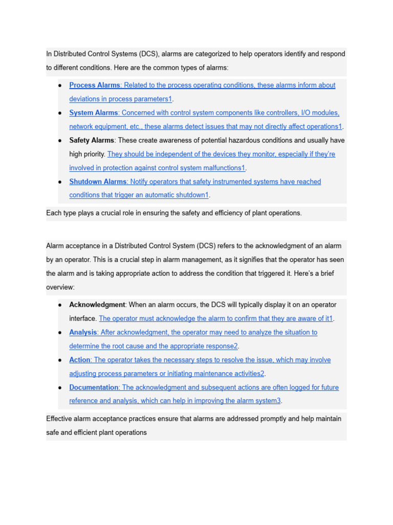 Types of Alarms in DCS Systems | PDF
