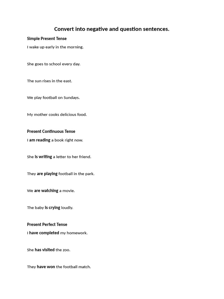 Negative Sentence Conversion Guide | PDF