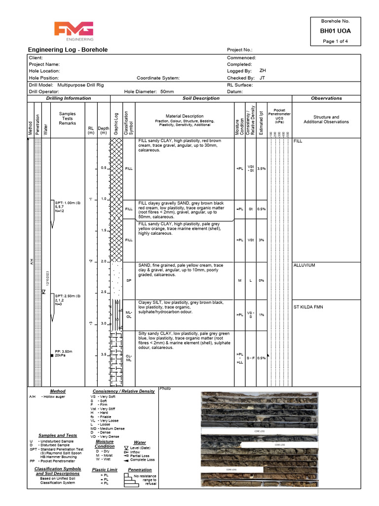 Harlech Borehole Engineering Log | PDF | Soil | Natural Materials