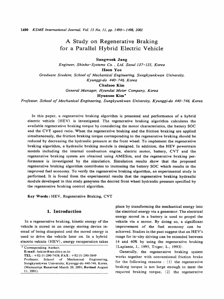 Regenerative Braking in Hybrid Vehicles | PDF | Brake | Hybrid Vehicle