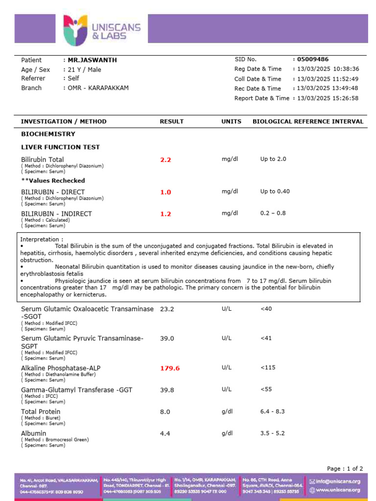 Liver Function Test Results for Patient | PDF | Liver | Medical Specialties