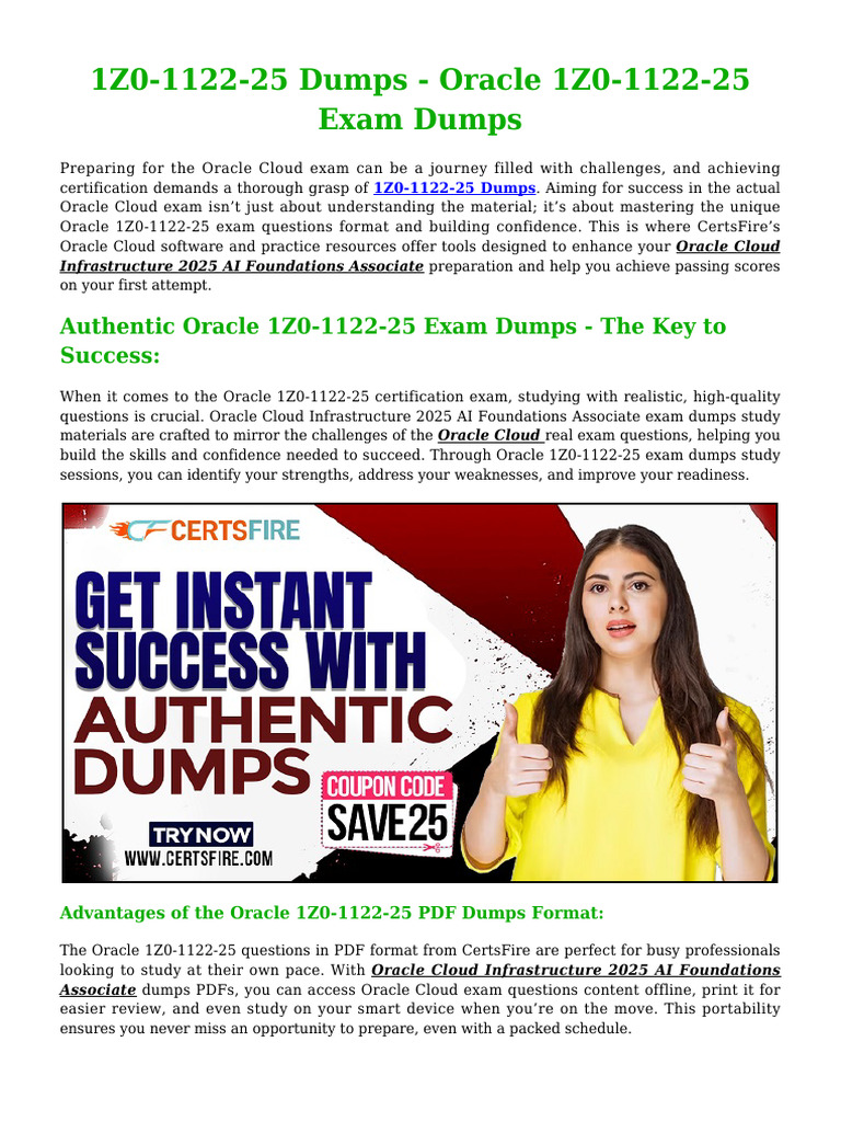 1z0-1122-25 Exam Dumps | PDF | Cloud Computing | Artificial