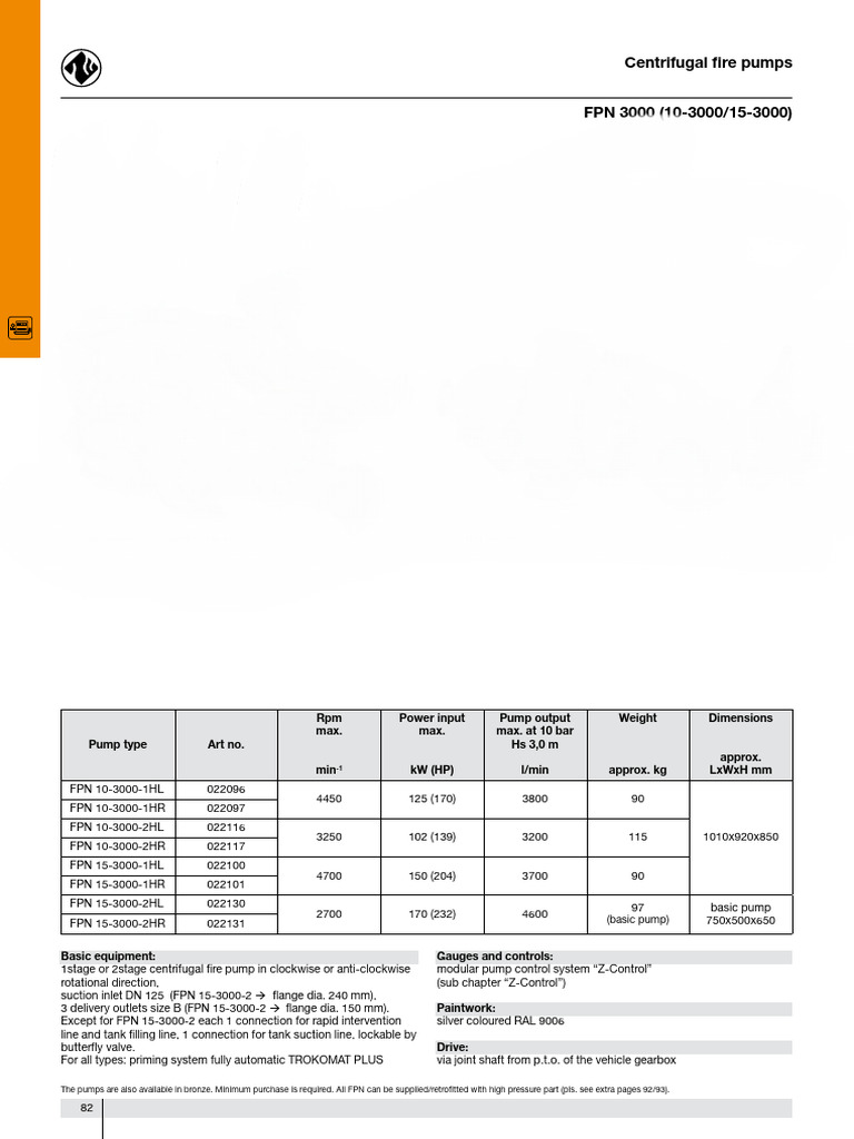 FPN 10-3000 Centrifugal Fire Pump Specs | PDF | Pump | Mechanical ...