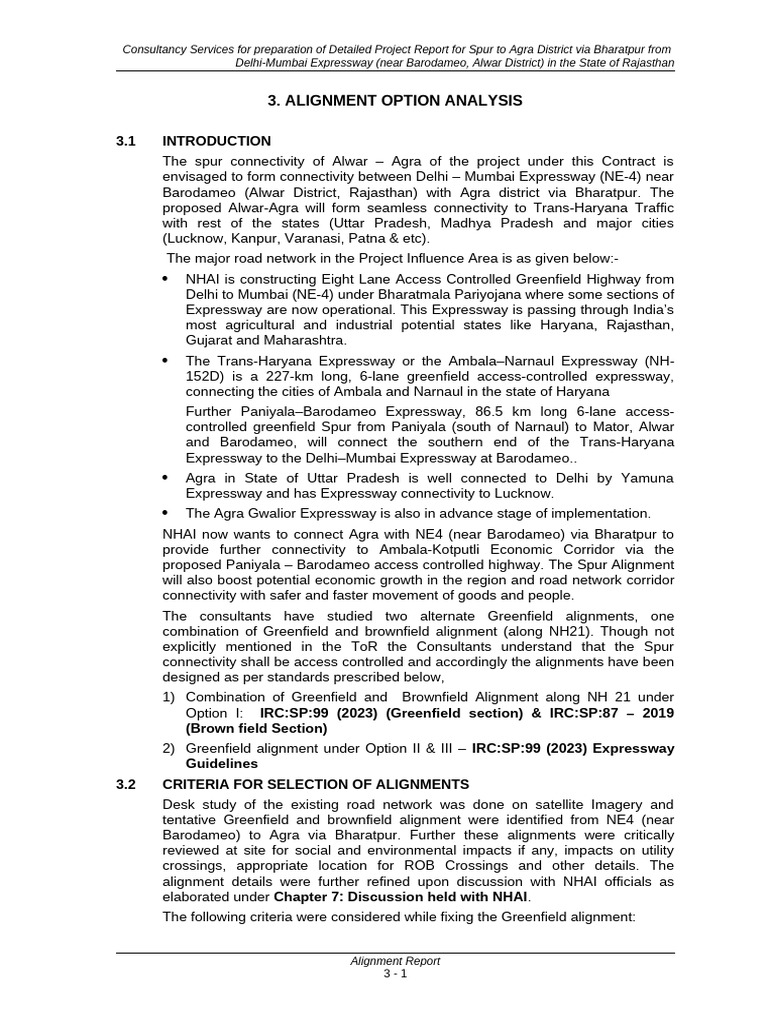 Alignment Option Analysis Ap PDF Transport Infrastructure Road 