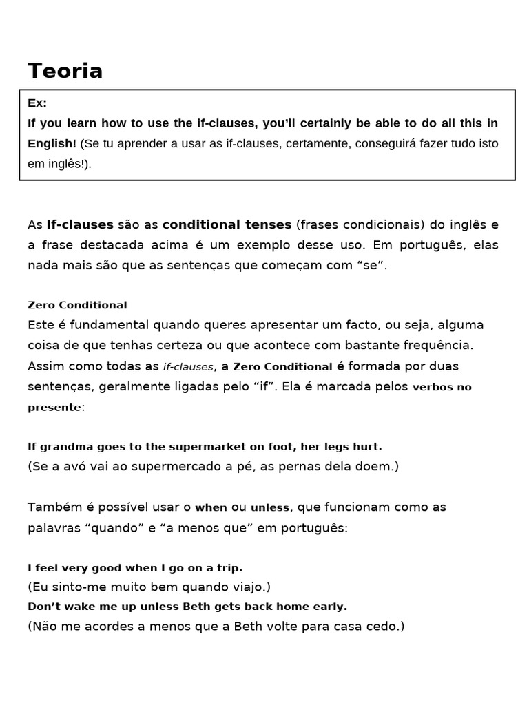 Teoria if clauses pdf