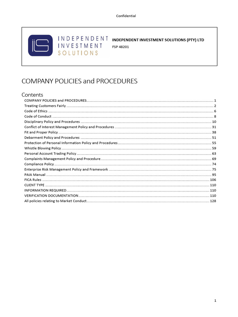 Independent Investment Solutions Policies | PDF | Employment ...