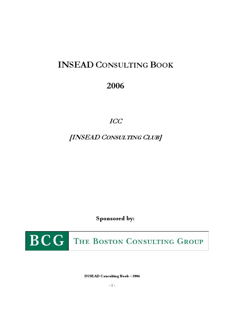 INSEAD Casebook PDF Consultant Mc Kinsey & Company
