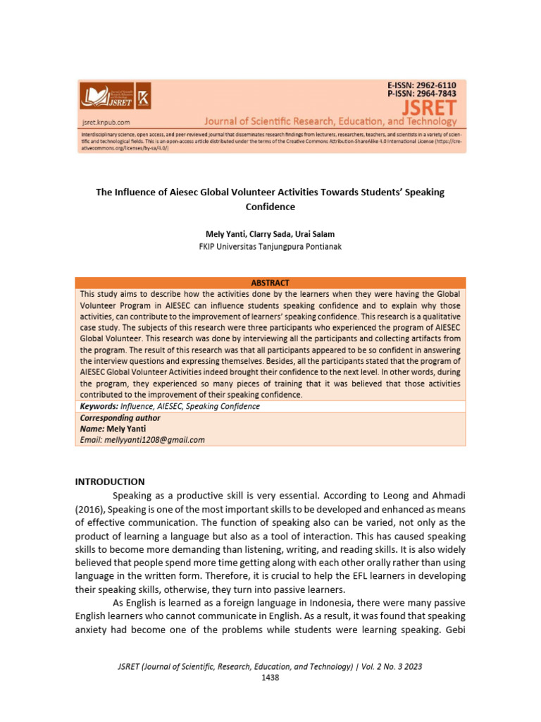 55+The+Influence+of+Aiesec+Global+Volunteer+Activities+1438-1451 | PDF ...