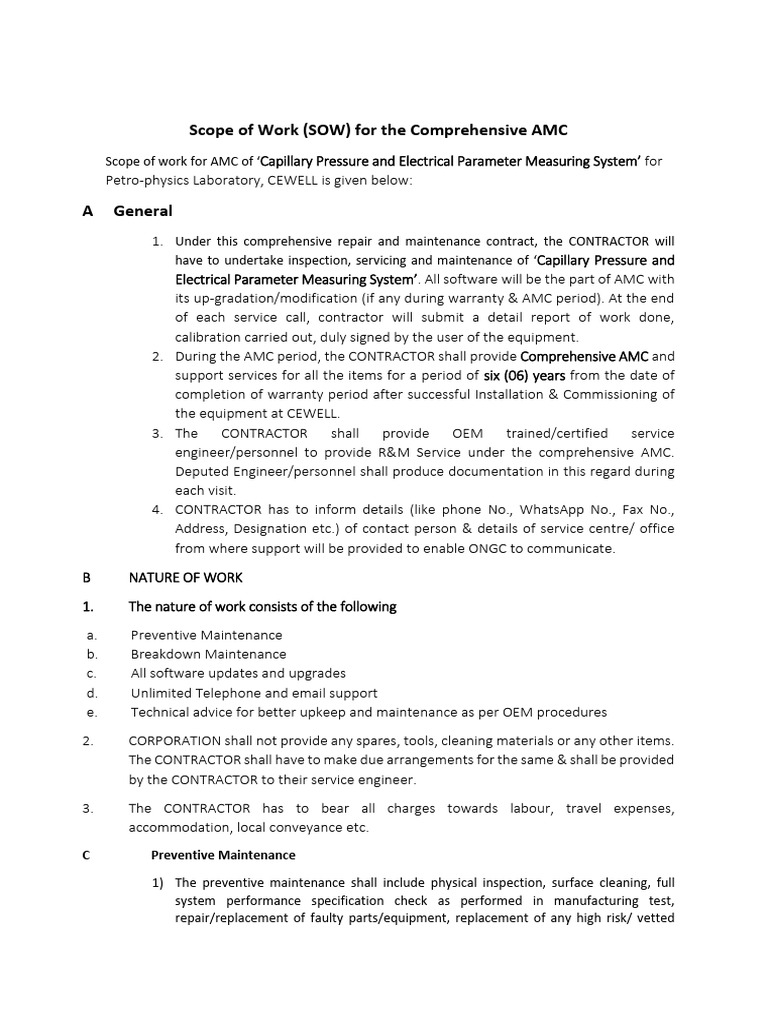 Comprehensive AMC for Measuring System | PDF