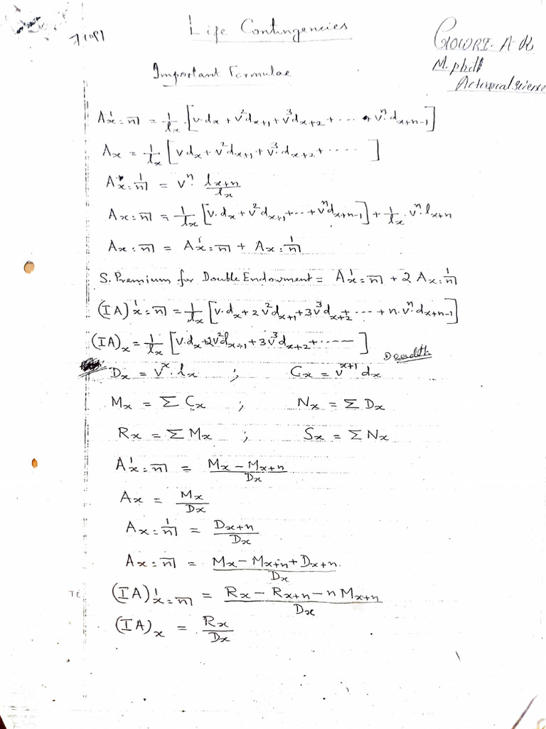 Life Contingencies Overview | PDF