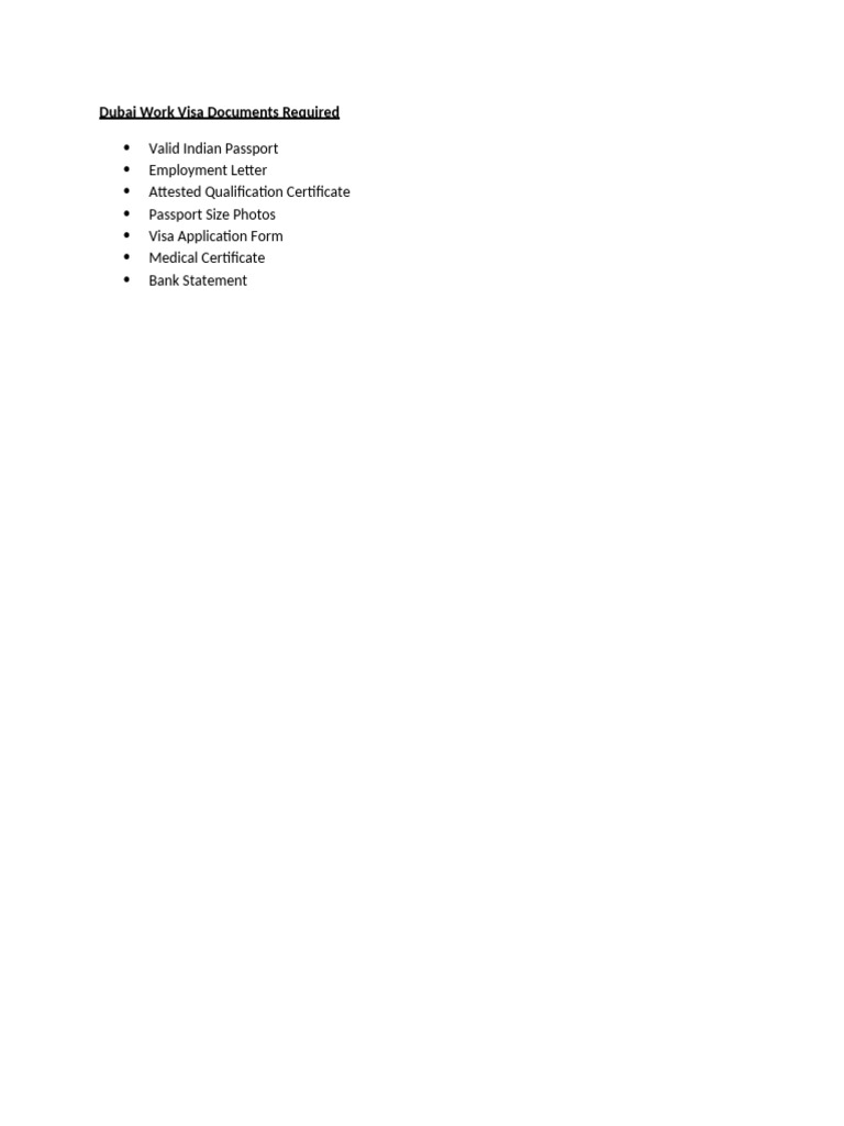 Dubai Work Visa Documents Required | PDF