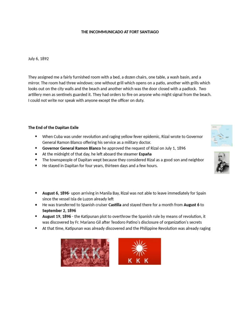 Rizal's Trial at Fort Santiago | PDF | Manila | Philippines–Spain Relations