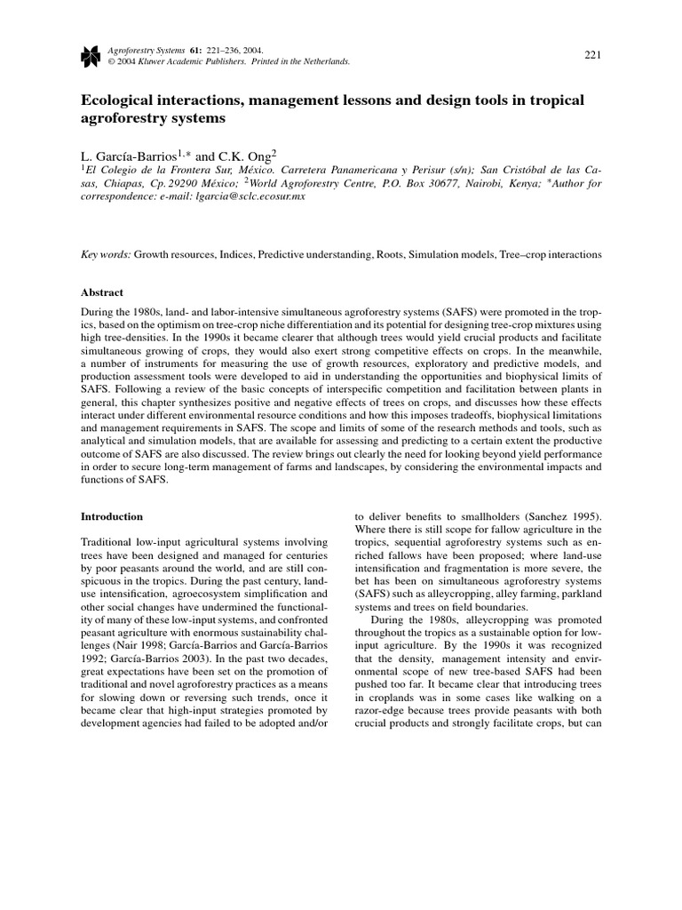 Tree-Crop Interactions in Agroforestry | PDF | Soil | Root