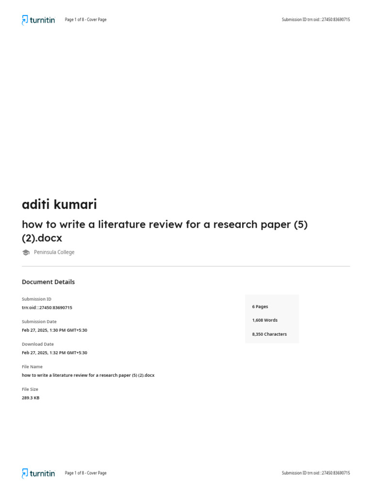How To Write A Literature Review For A Research Paper | PDF | Turnitin ...