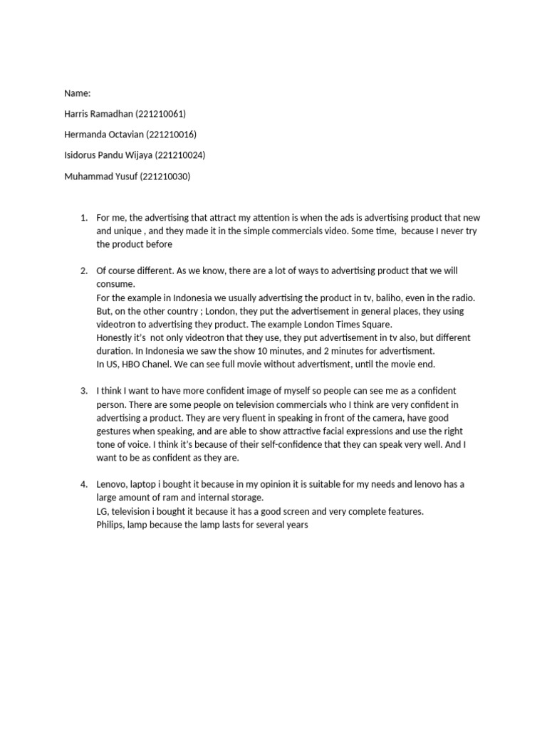 Advertising Insights and Personal Reflections | PDF