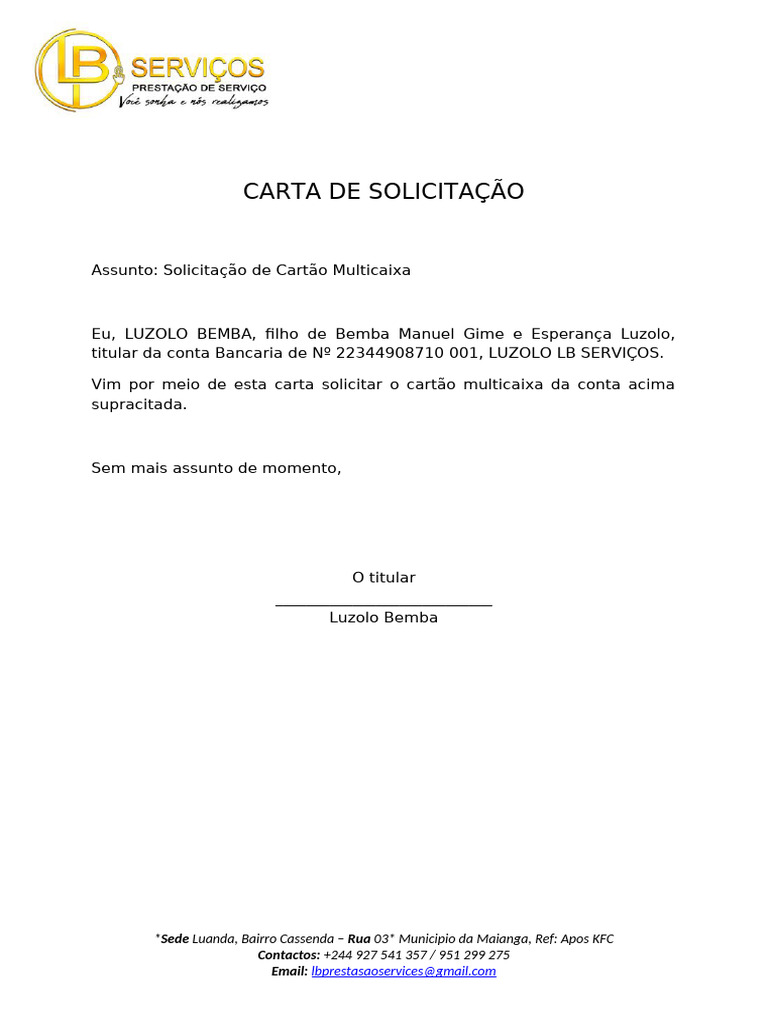 Carta de Solicitação | PDF
