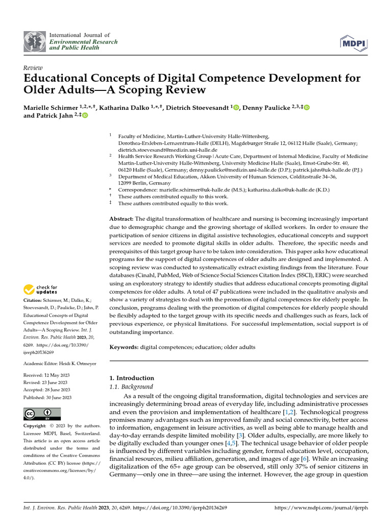 Educational Concepts of Digital Competence Development For Older Adults ...