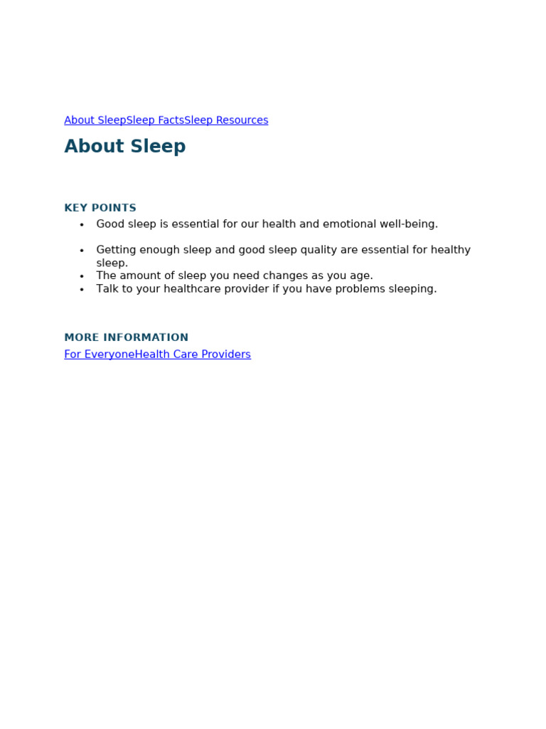 Essential Sleep Facts and Tips | PDF | Sleep | Sleep Disorder