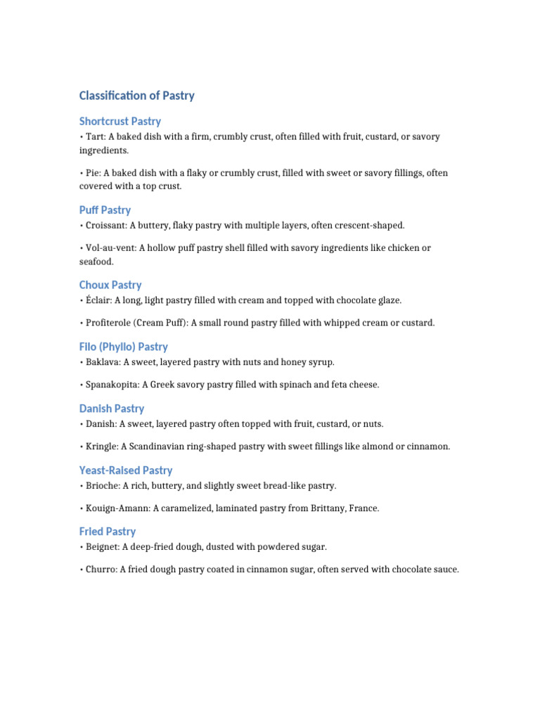 Classification of Pastry | PDF