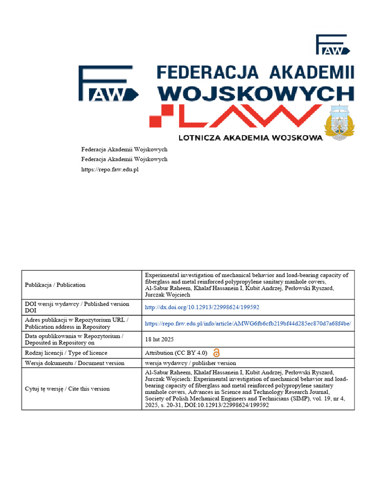 Experimental Investigation of Mechanical Behavior and Load-Bearing ...