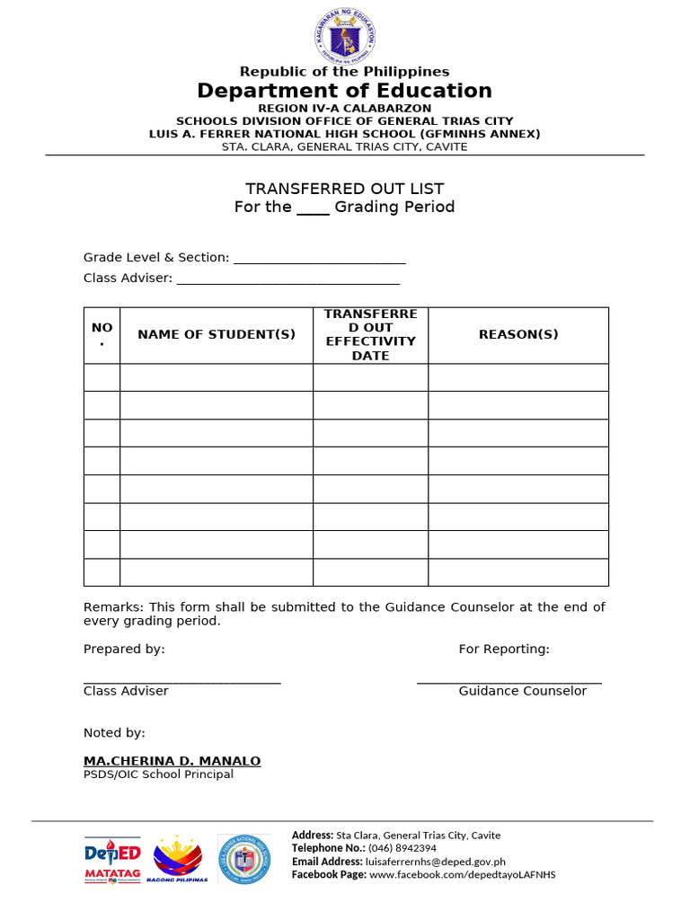 Transferred Out Monitoring | PDF