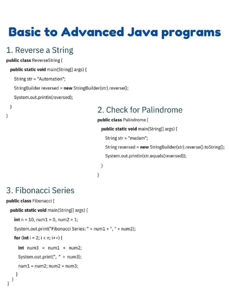 Java Programs Roadmap_ From Basics to Advanced | PDF