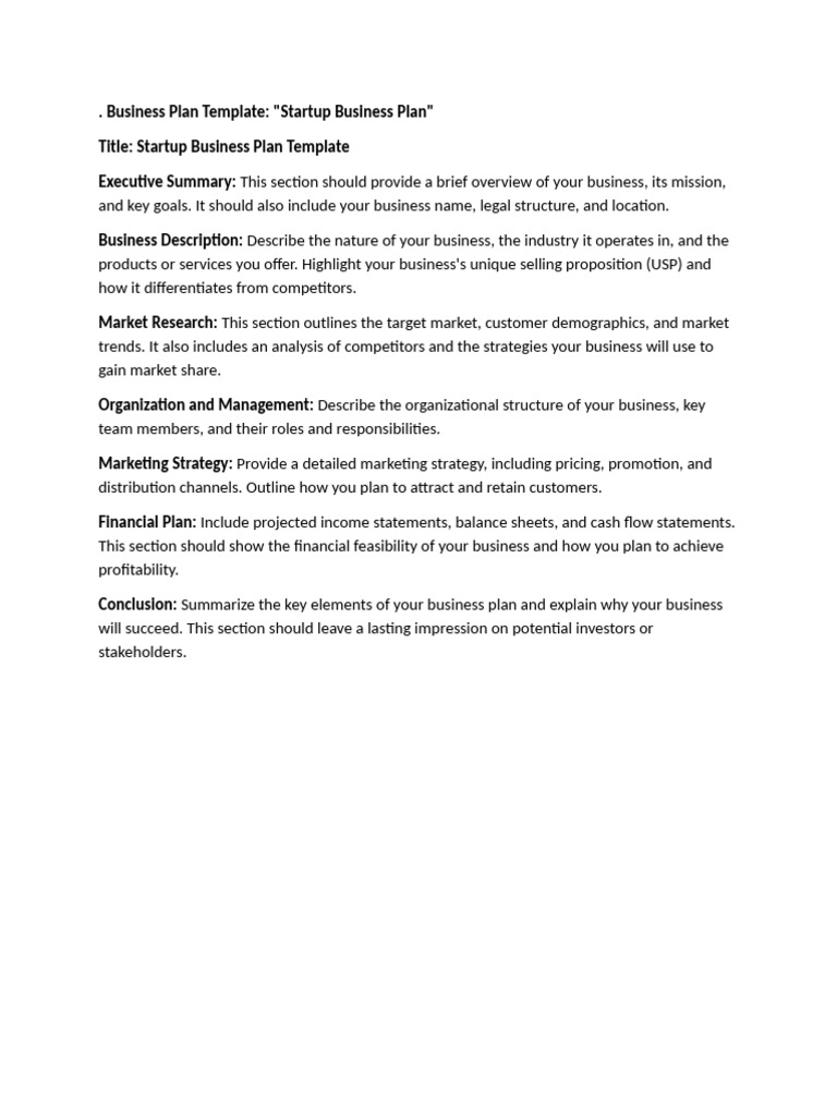 Startup Business Plan Template Guide | PDF