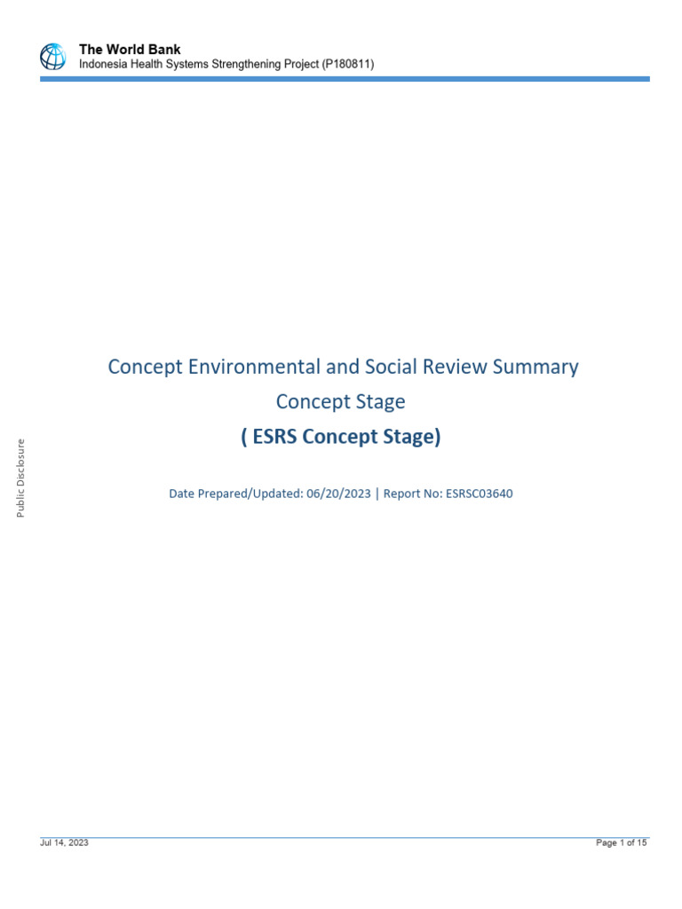 Concept Environmental and Social Review Summary Concept Stage | PDF ...