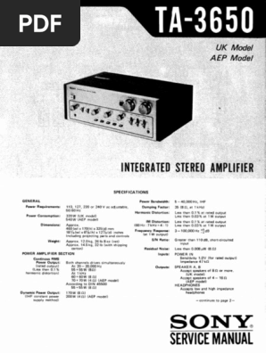 Sony Ta-3650 | PDF