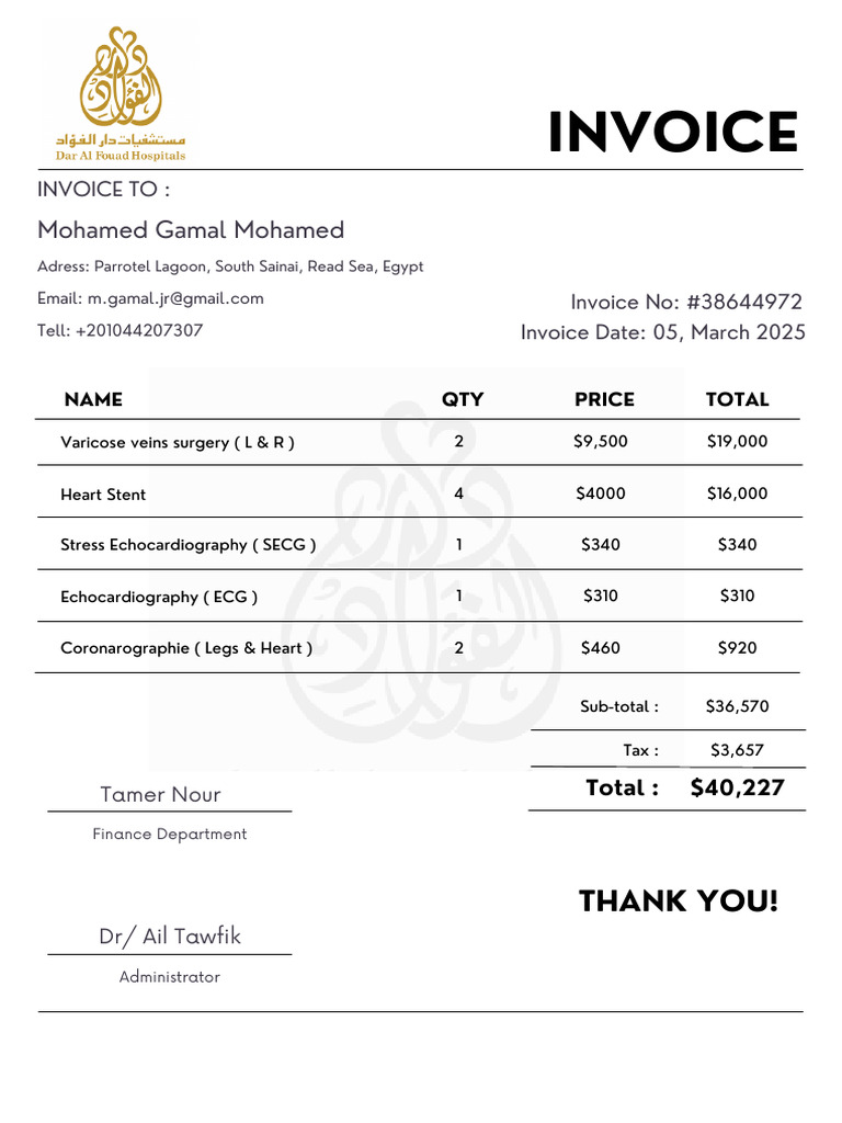 Medical Invoice for Surgical Procedures | PDF | Medical Equipment ...