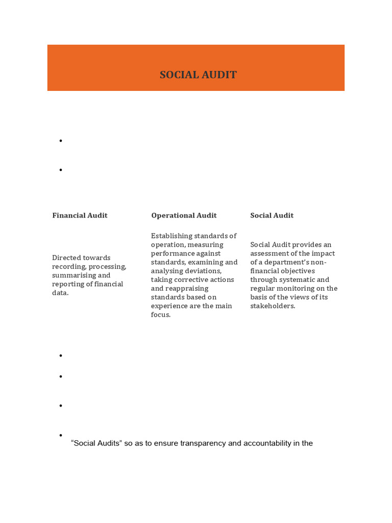 Social Audit: Principles and Significance | PDF | Information And ...