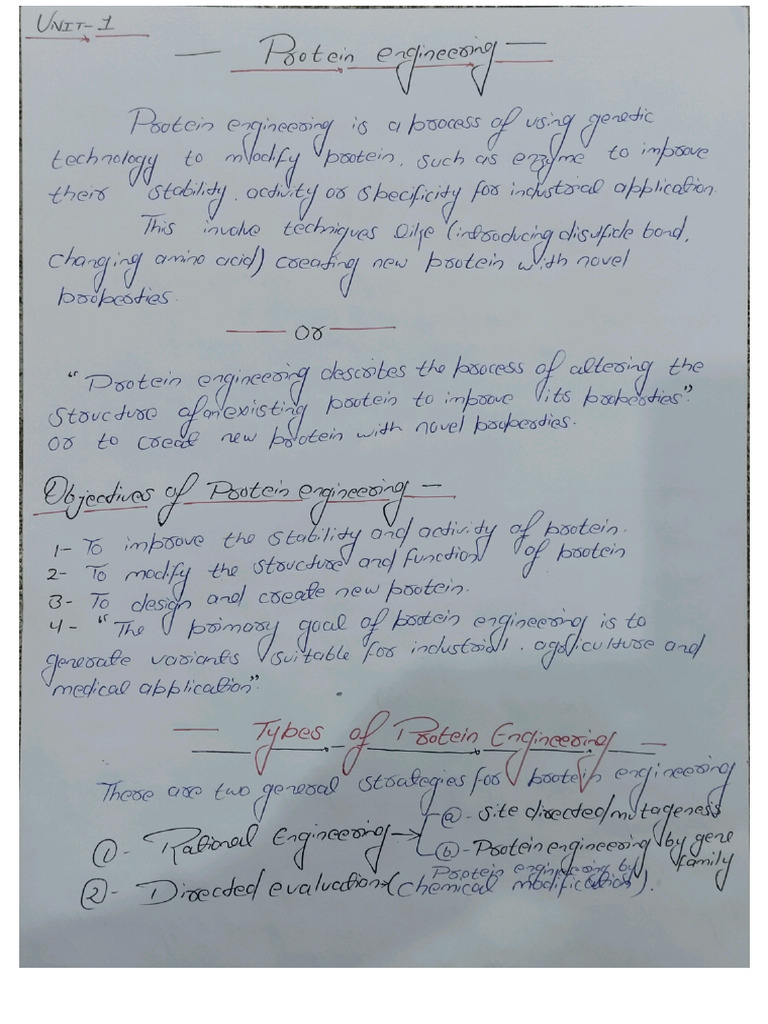 Unit 1 Protein Engineering Pdf