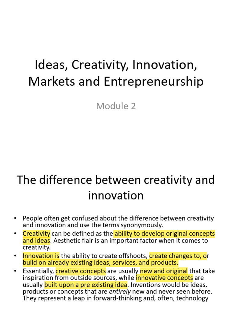 Creativity vs. Innovation in Entrepreneurship | PDF | Copyright ...