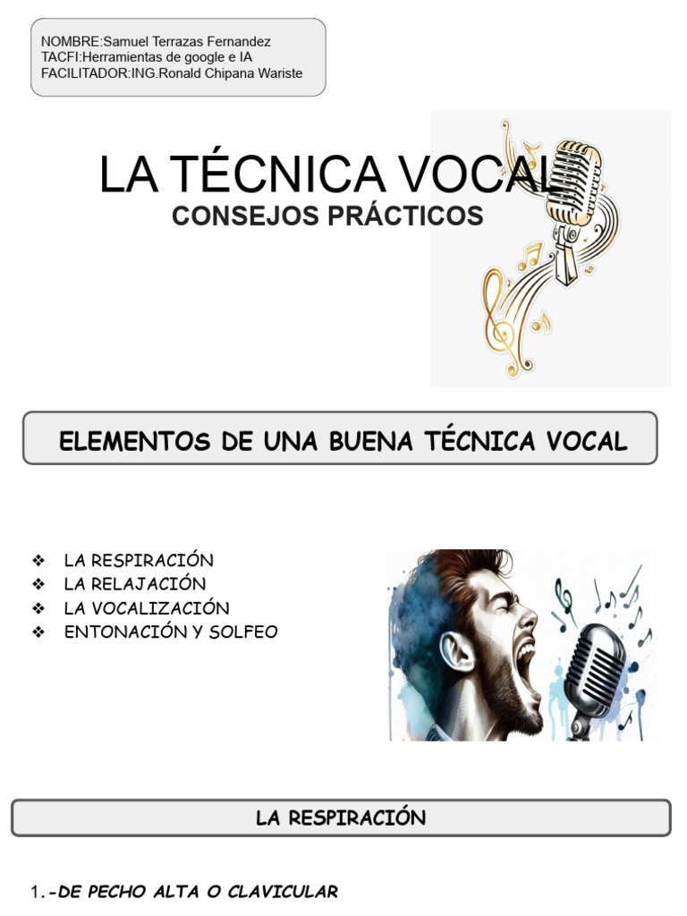Tarea 2 Tecnica Vocal | PDF | Respiración | Canto