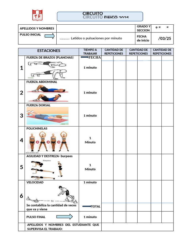 Ficha Integral y Circuito 2025 | PDF | Índice de masa corporal | Obesidad