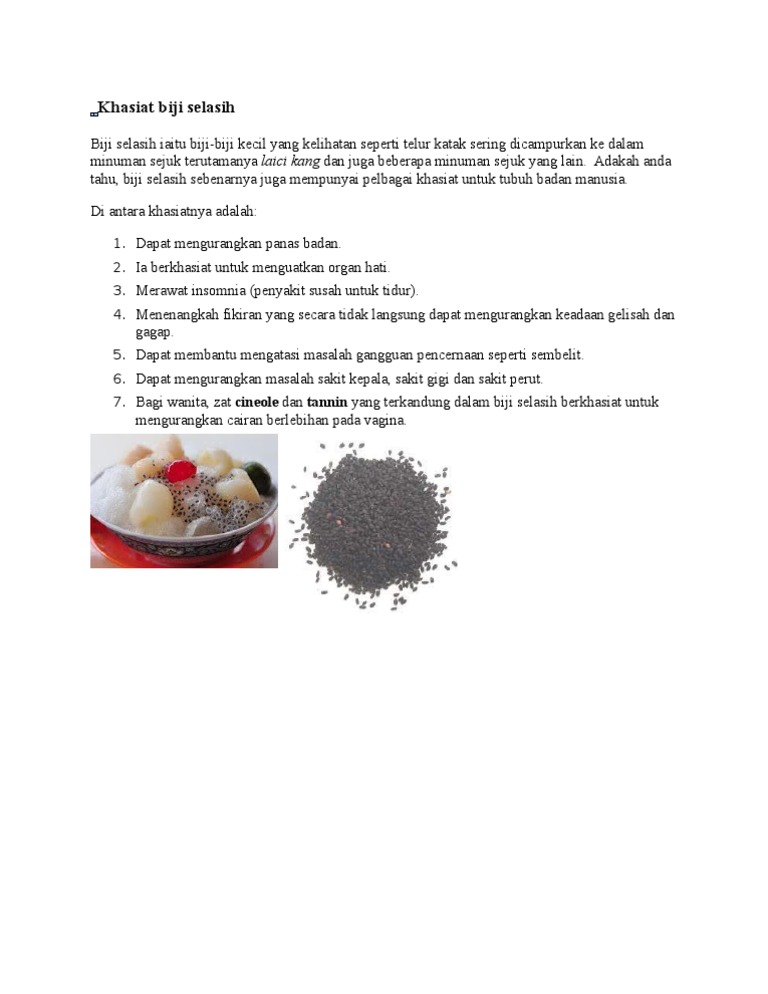 Khasiat Biji Selasih