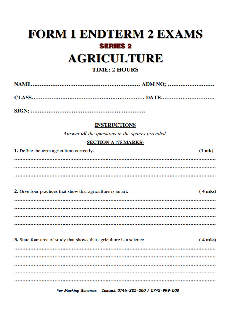 Agriculture Form One | PDF